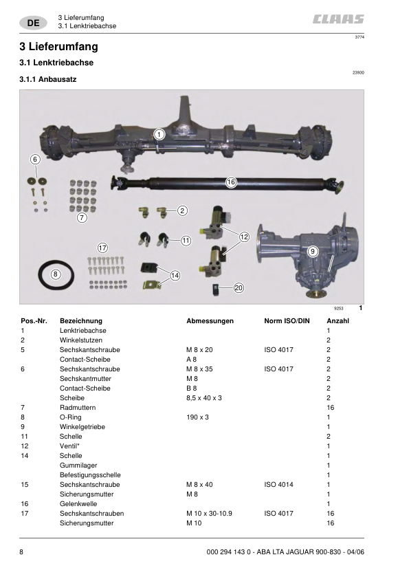 Claas Jaguar 900 830 Forage Harvester Driven Steering Axle Fitting Instructions - Image 6