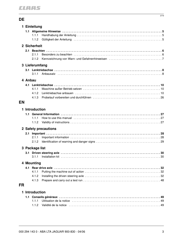 Claas Jaguar 900 830 Forage Harvester Driven Steering Axle Fitting Instructions - Image 3