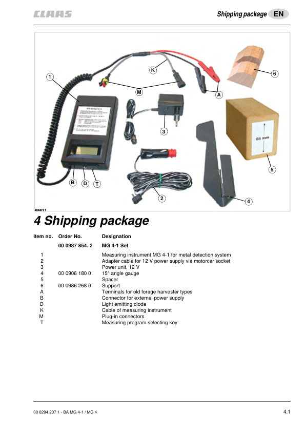 Claas Jaguar 980 830 Forage Harvester MG4-1 MG4 Metal Detector Tester Operators Manual - Image 4