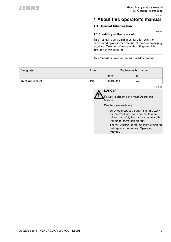 Claas Jaguar 980 930 Forage Harvester Concise Operators Manual - Image 3