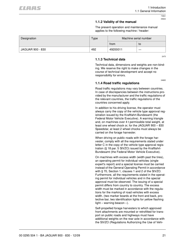 Claas Jaguar Type 492 900 830 Profistar Speedstar Forage Harvester Operators Manual - Image 10