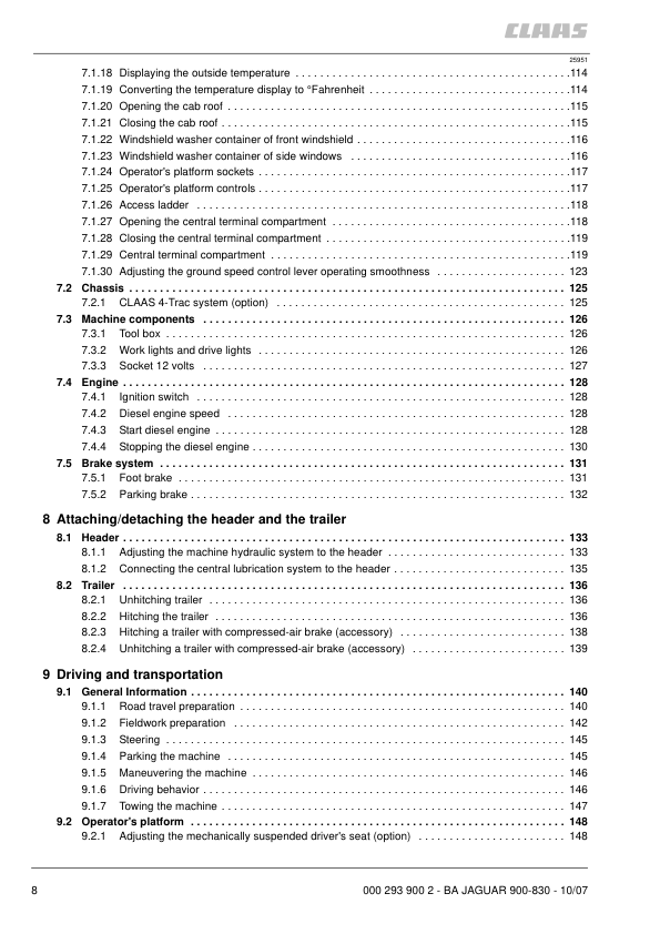 Claas Jaguar Type 493 900 830 Speedstar Forage Harvester Operators Manual - Image 7