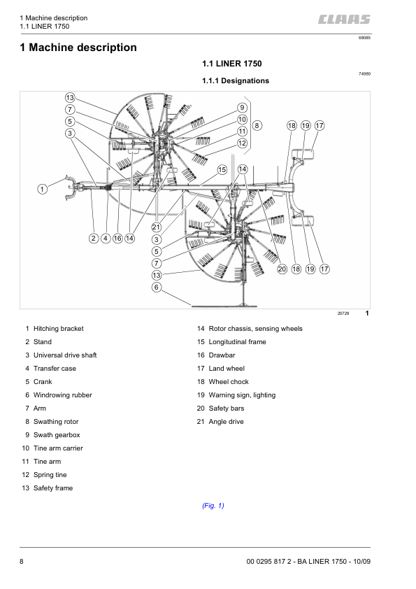 Claas Liner 1750 Swather Operators Manual - Image 8