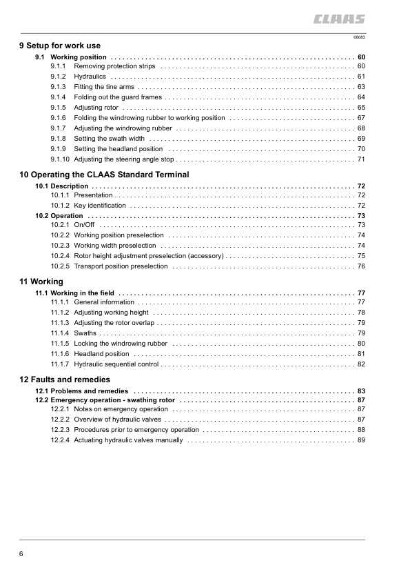 Claas Liner 1750 Swather Operators Manual - Image 6