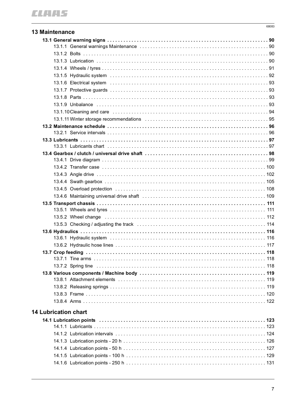 Claas Liner 1750 Swather Operators Manual - Image 7