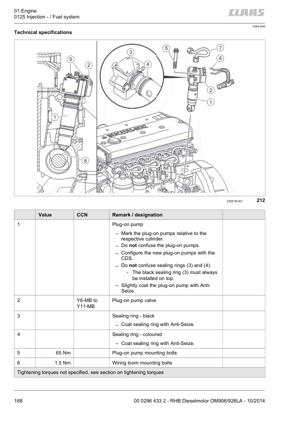 Claas Mercedes Benz OM906LA OM926LA Engine Repair Manual - Image 7