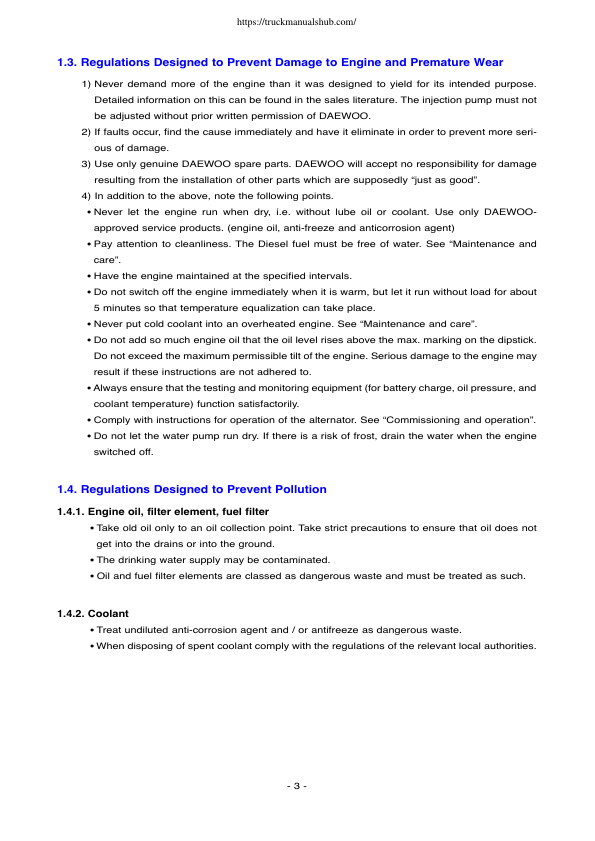 Doosan D1146 D1146T P086T1 PU086 PU086T Diesel Engine Operation and Maintenance Manual - Image 8