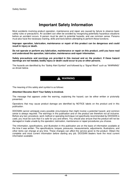 Doosan D20S-5 Forklift Operation and Maintenance Manual - Image 7