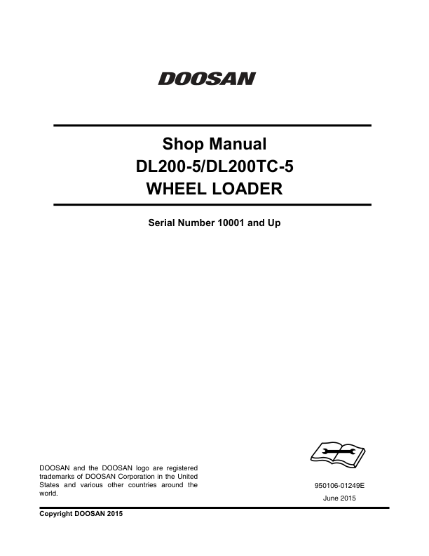 Doosan DL200-5 DL200TC-5 Wheel Loader Workshop Manual 10001 and Up - Image 4