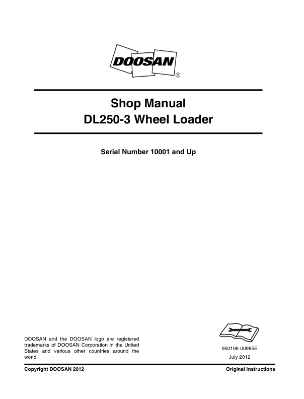 Doosan DL250-3 Wheel Loader Workshop Manual 10001 and Up - Image 2