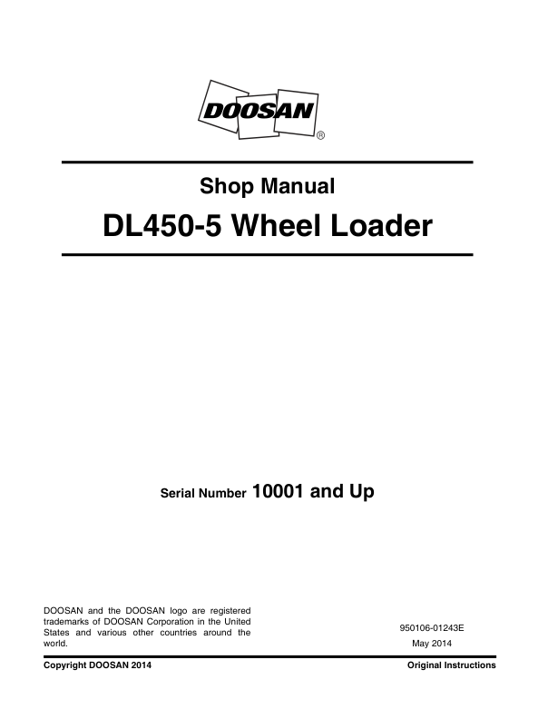 Doosan DL450-5 Wheel Loader Workshop Manual 10001 and Up - Image 2