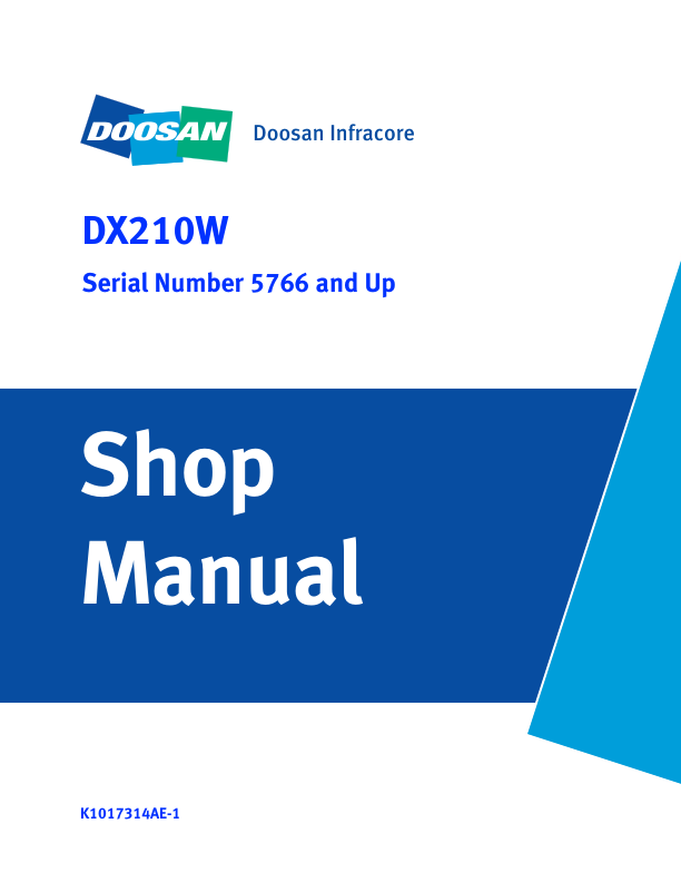 Doosan DX210W Excavator Workshop Manual 5766 and Up - Image 2