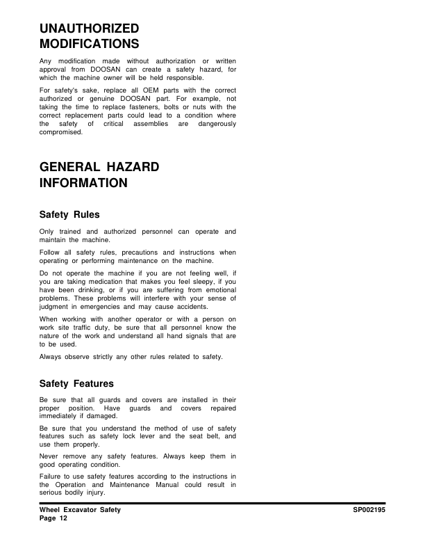 Doosan DX210W Excavator Workshop Manual 5766 and Up - Image 9