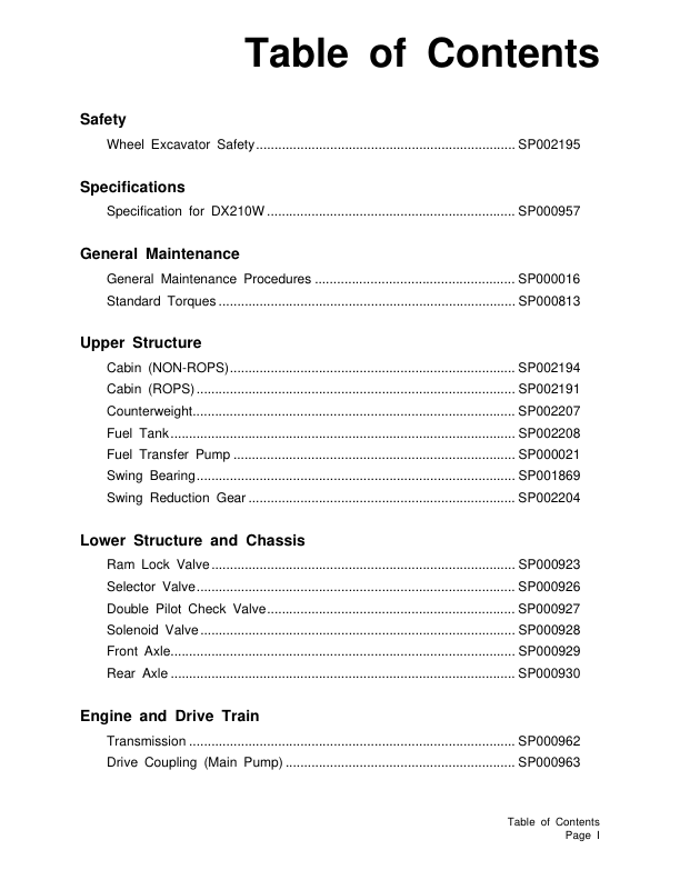 Doosan DX210W Excavator Workshop Manual 5766 and Up - Image 5