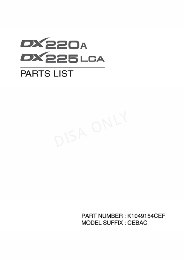 Doosan DX220A DX225LCA Excavator Parts Catalog - Image 2