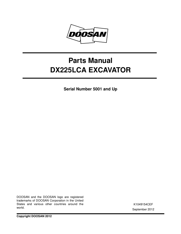 Doosan DX225LCA Excavator Parts Manual 5001 and Up - Image 3