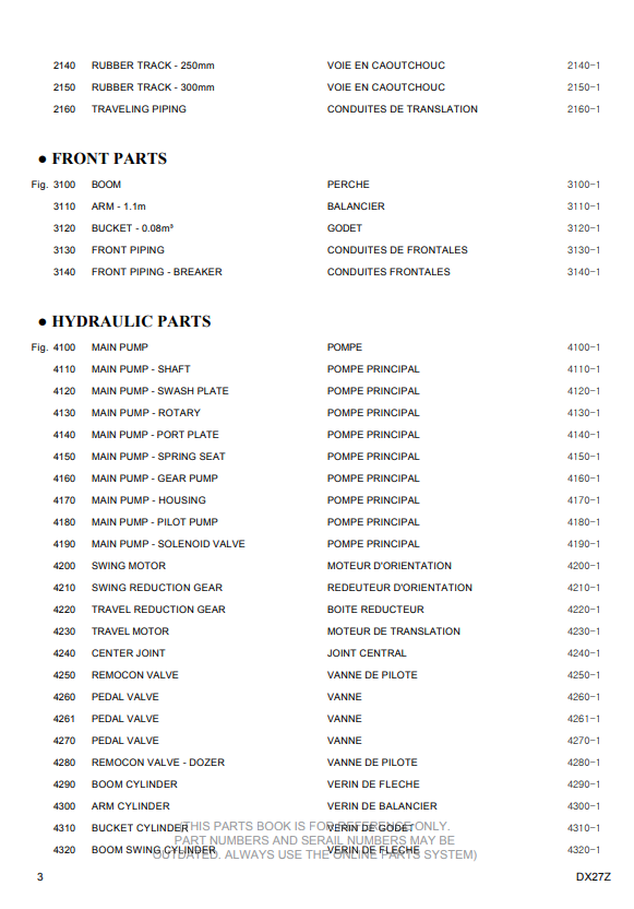 Doosan DX27Z Excavator Parts Catalog - Image 6