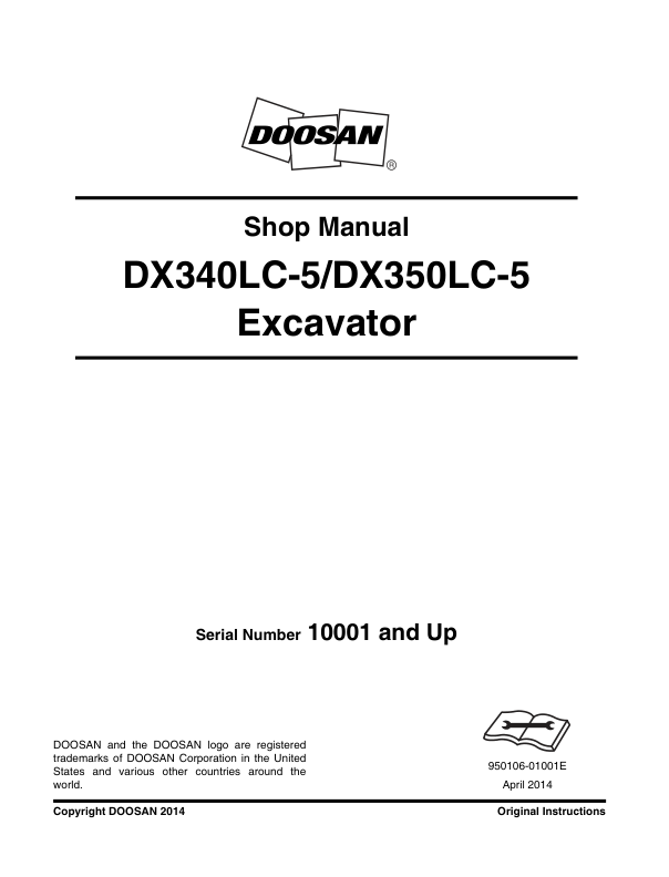 Doosan DX340LC-5 DX350LC-5 Excavator Workshop Manual 1001 and Up - Image 2