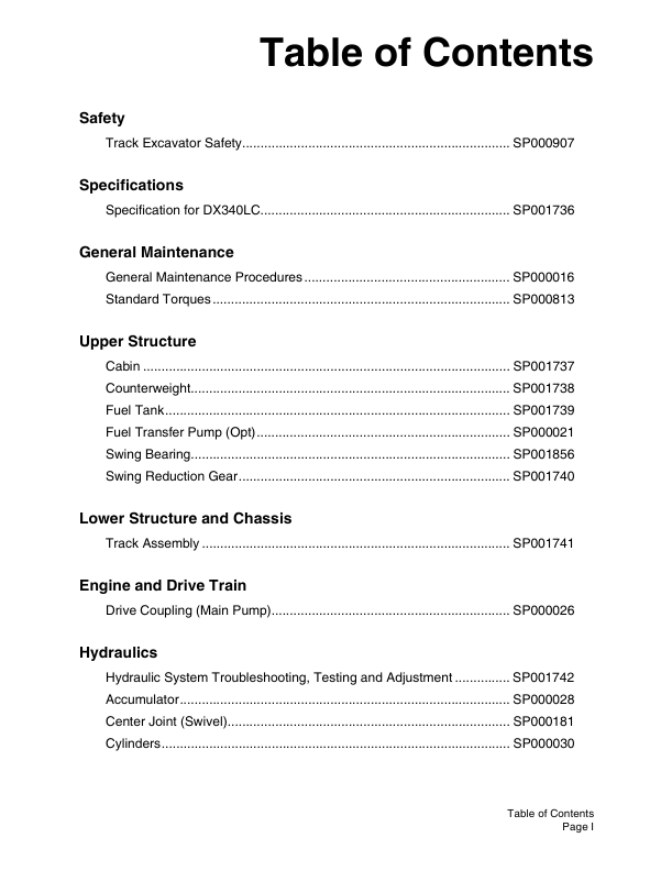 Doosan DX340LC Excavator Workshop Manual 5980 and Up - Image 4