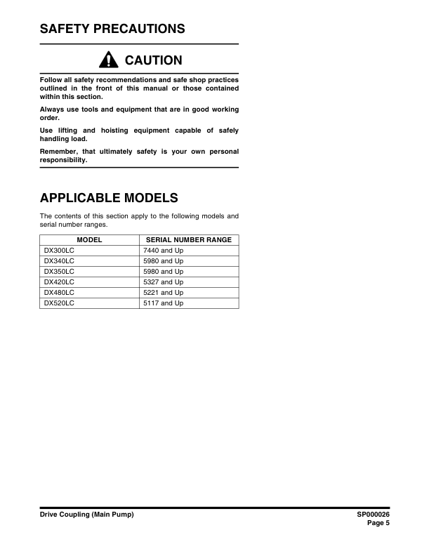 Doosan DX340LC Excavator Workshop Manual 5980 and Up - Image 7
