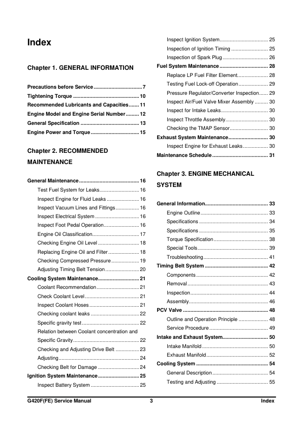Doosan G420FRE G420F LP Engine Service Manual - Image 4