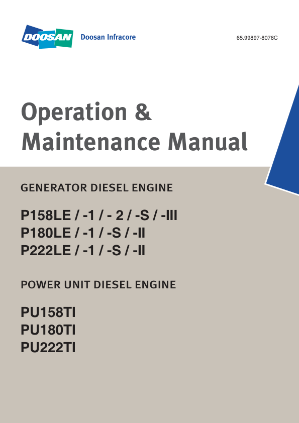 Doosan P158LE P180LE P222LE Diesel Engine Operation and Maintenance Manual - Image 2