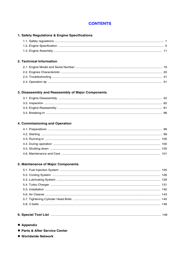 Doosan P158LE P180LE P222LE Diesel Engine Operation and Maintenance Manual - Image 4