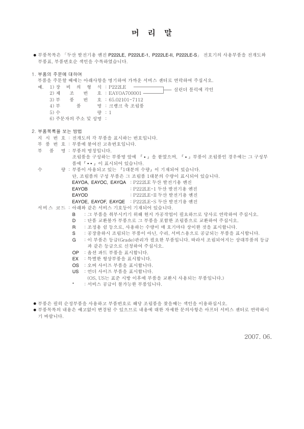 Doosan P222LE P222LE-1 P222LE-II P222LE-S Generator Engine Parts Catalog - Image 3