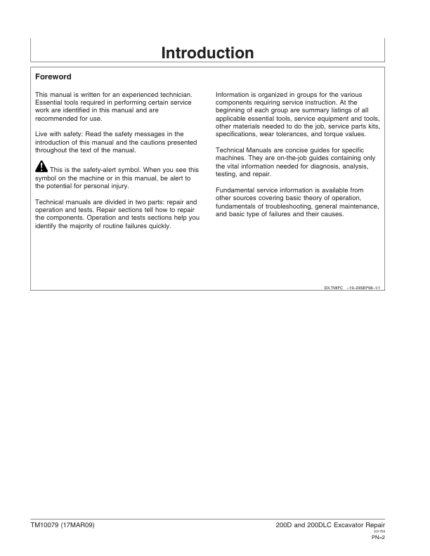 John Deere 200D 200DLC Excavator Repair Technical Manual - Image 3