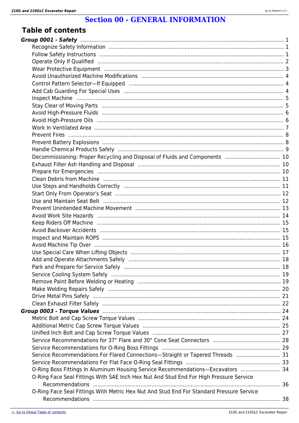 John Deere 210G 210GLC Excavator Repair Technical Manual - Image 5