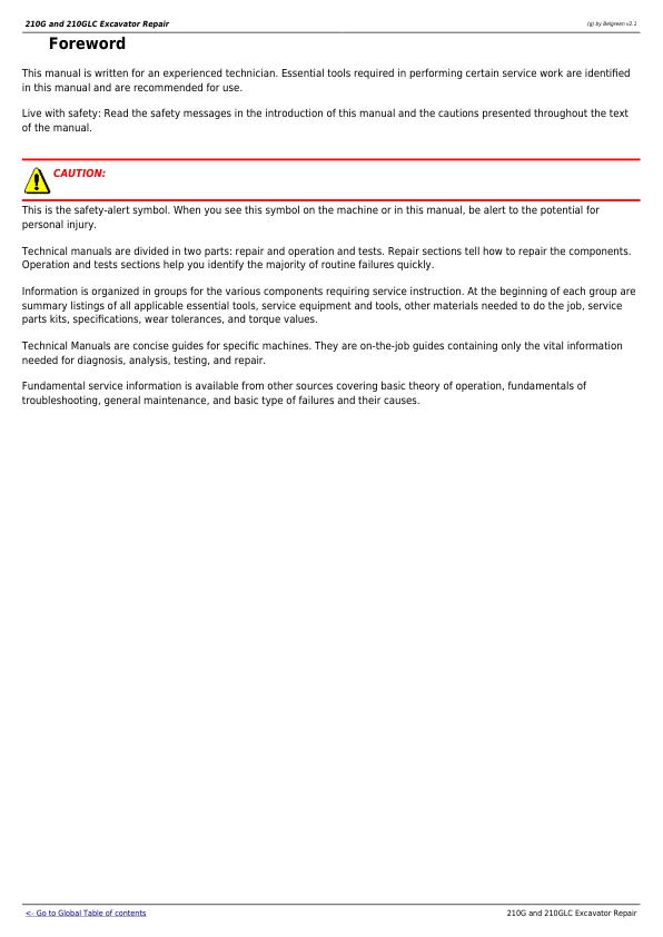 John Deere 210G 210GLC Excavator Repair Technical Manual - Image 4