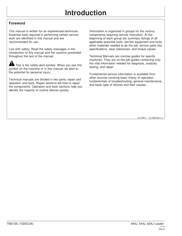 John Deere 444J 544J 624J Loader Repair Technical Manual - Image 3