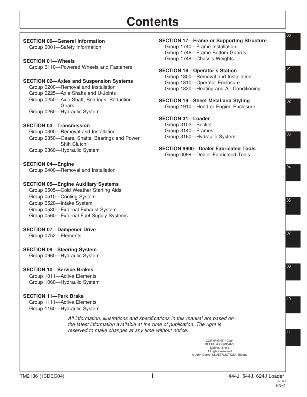 John Deere 444J 544J 624J Loader Repair Technical Manual - Image 5