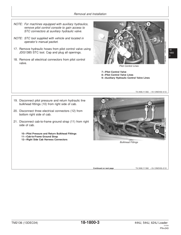 John Deere 444J 544J 624J Loader Repair Technical Manual - Image 7