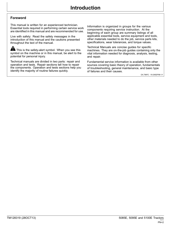John Deere 5085E 5095E 5100E Tractors Repair Technical Manual - Image 3