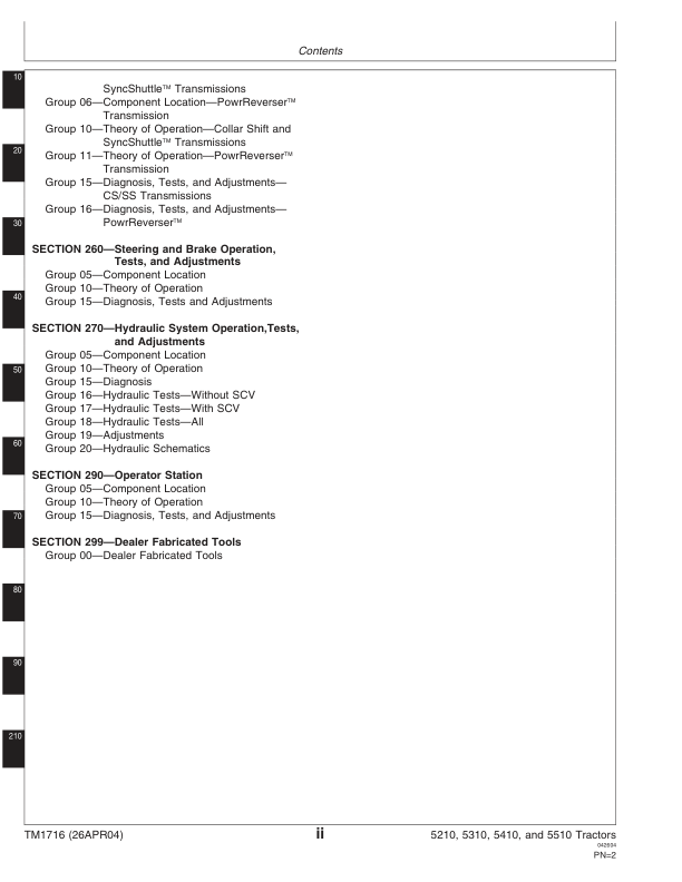 John Deere 5210 5310 5410 5510 Tractor Technical Manual TM1716 - Image 5