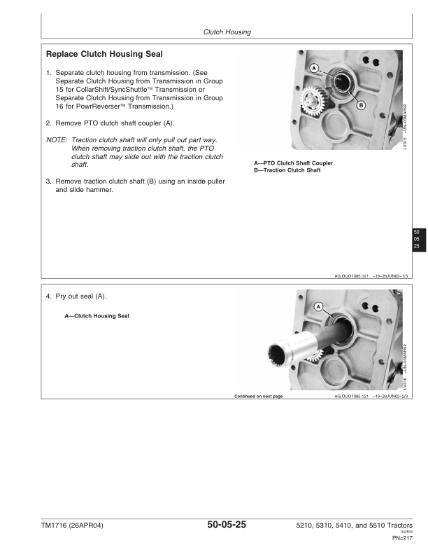 John Deere 5210 5310 5410 5510 Tractor Technical Manual TM1716 - Image 9