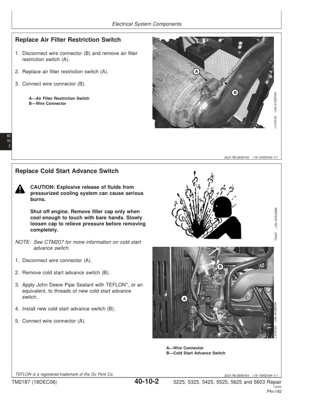 John Deere 5225 5325 5425 5525 5625 5603 Tractor Repair Technical Manual TM2187 - Image 7