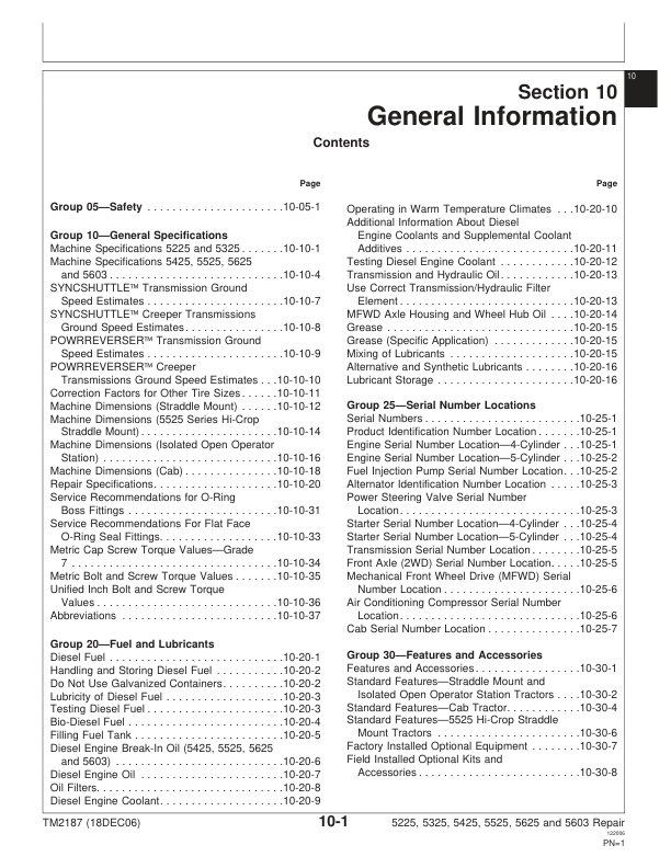John Deere 5225 5325 5425 5525 5625 5603 Tractor Repair Technical Manual TM2187 - Image 5