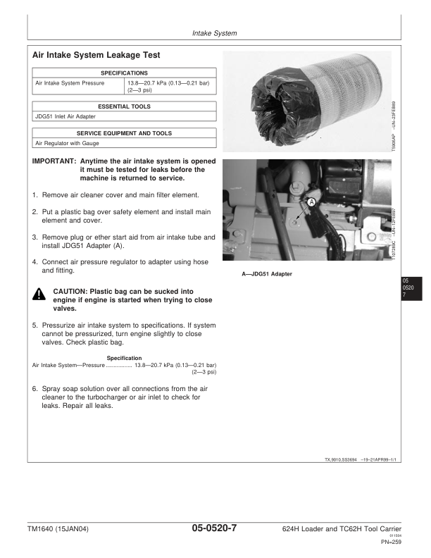 John Deere 624H Loader TC62H Tool Carrier Repair Technical Manual TM1640 - Image 10