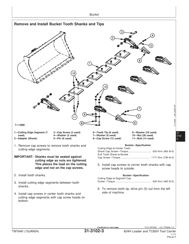 John Deere 624H Loader TC62H Tool Carrier Repair Technical Manual TM1640 - Image 12