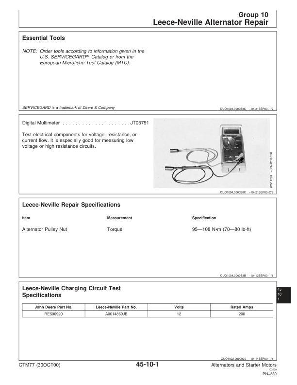 John Deere Diesel Engines Alternators and Starter Motors Component Technical Manual - Image 9