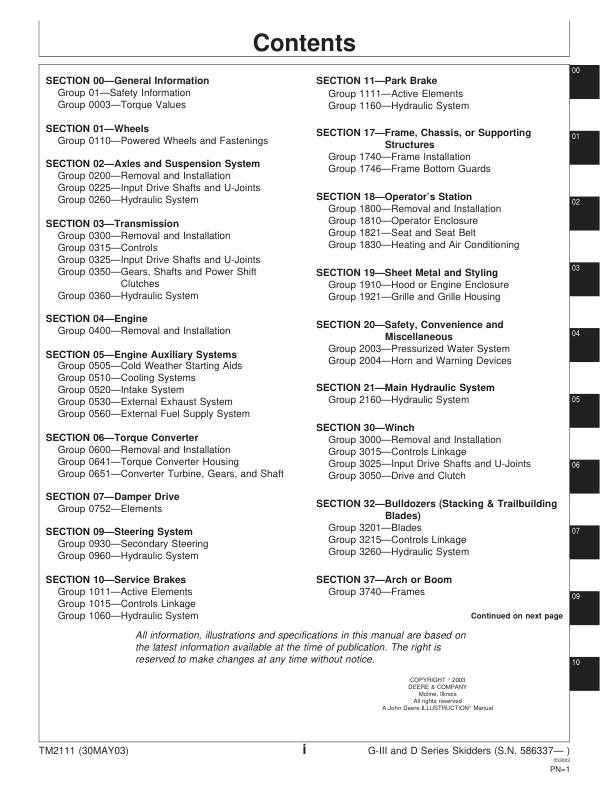 John Deere G-III D Series Skidders Repair Technical Manual TM2111 - Image 5