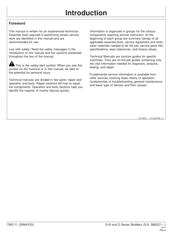 John Deere G-III D Series Skidders Repair Technical Manual TM2111 - Image 3