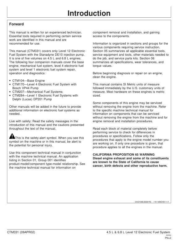 John Deere PowerTech 4.5L 6.8L Diesel Engines Level 12 Electronic Fuel System Technical Manual - Image 4