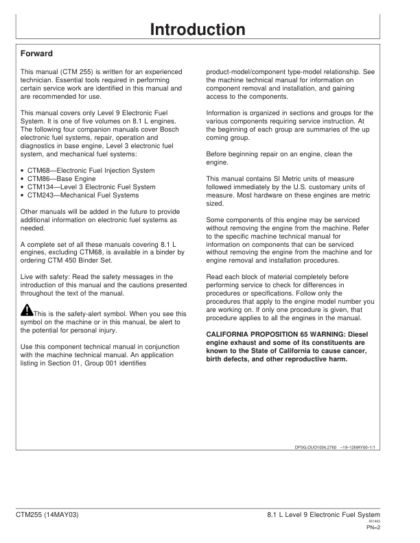 John Deere PowerTech 8.1L Diesel Engines Level 9 Electronic Fuel System Technical Manual - Image 3
