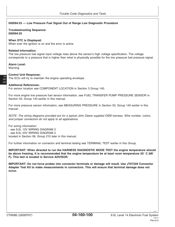 John Deere PowerTech Plus 9.0L Diesel Engines Level 14 Electronic Fuel System Technical Manual - Image 12
