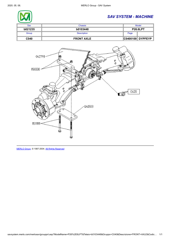 Merlo P26.6 LPT Telehandler Parts Catalog - Image 8