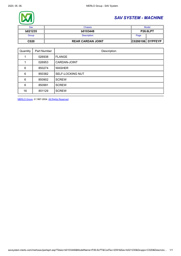 Merlo P26.6 LPT Telehandler Parts Catalog - Image 6