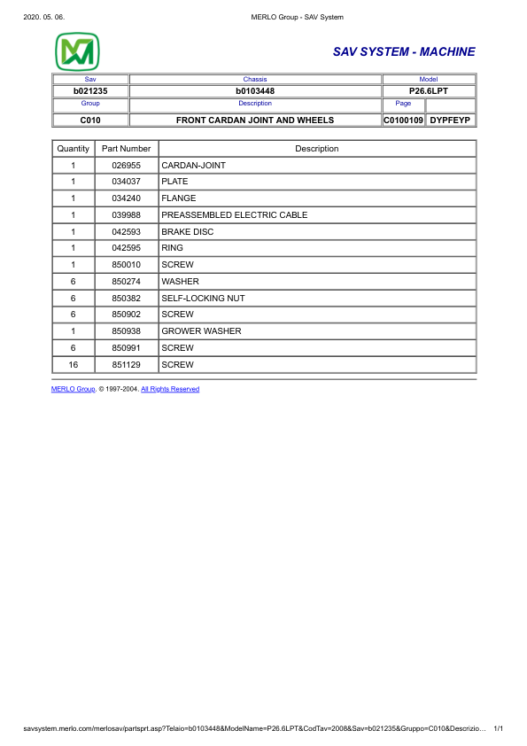 Merlo P26.6 LPT Telehandler Parts Catalog - Image 4